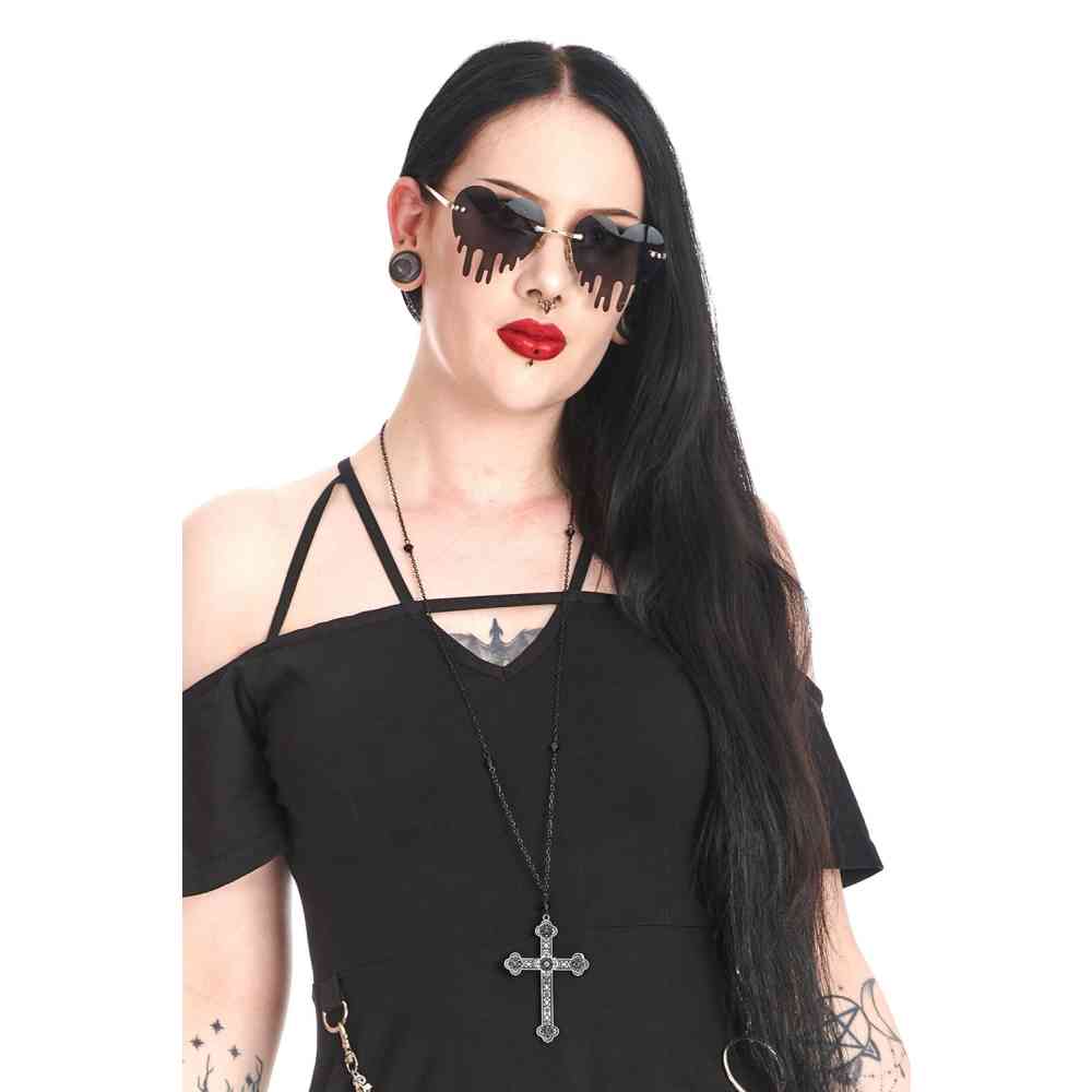 Banned - Crucifix Necklace - Black
